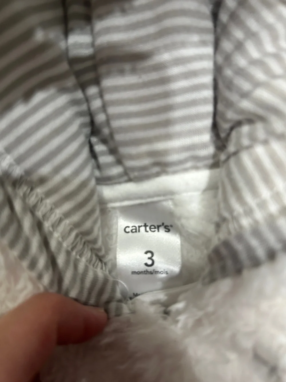 Carter’s Cozy White Fuzzy Hooded One-Piece for Baby